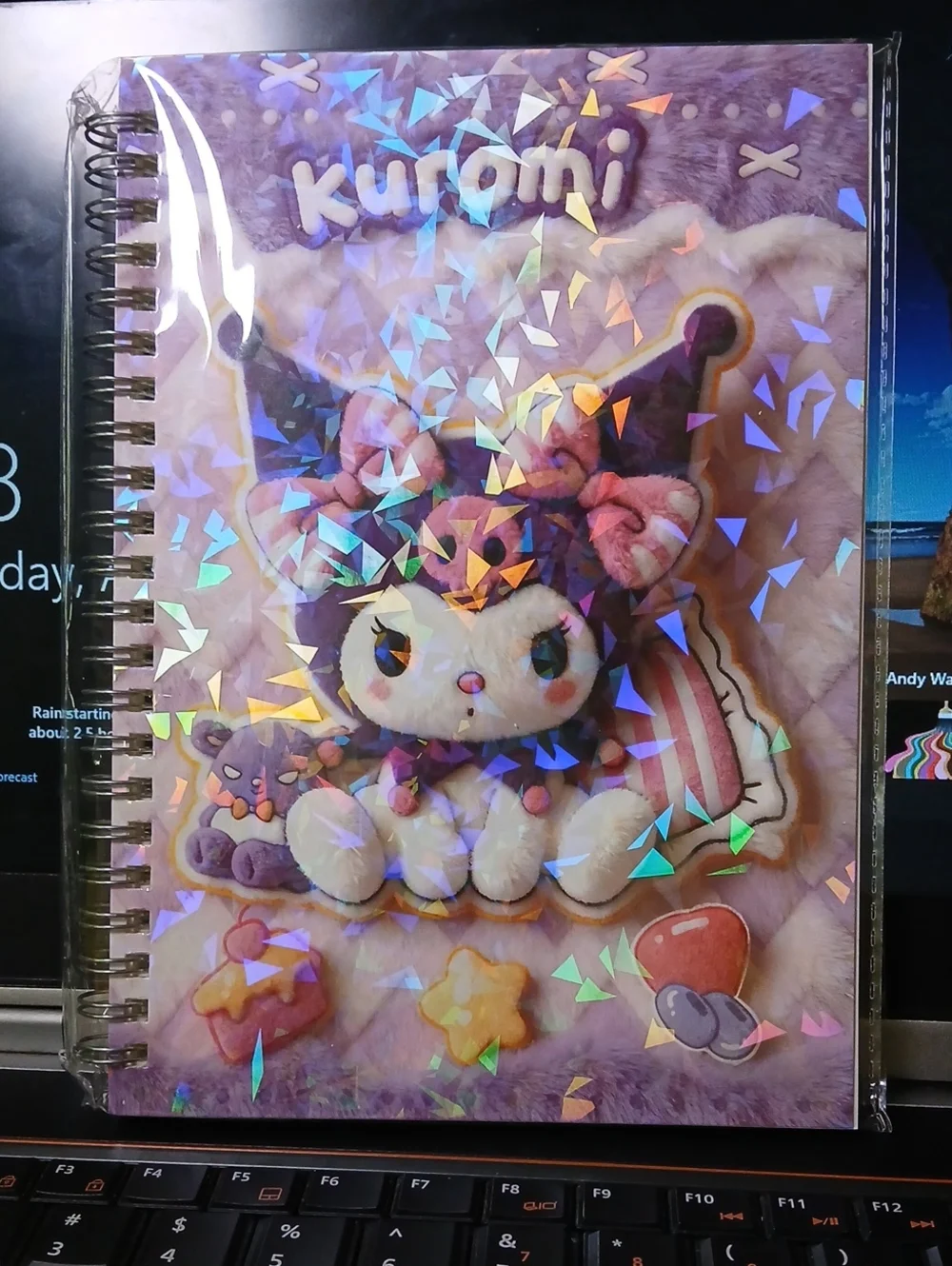 Kuromi Medium Holographic Spiral Notebook - Purple